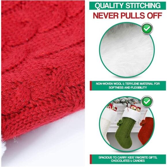 Personalized Christmas Stockings -Set of 3 with 50 Pcs Name Tags, Large Xmas - Picture 3 of 7